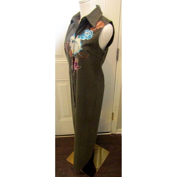 Harve Benard Maxi Shirt Dress Vintage Corduroy Button Front Floral Embroidered 4 - Picture 4 of 8